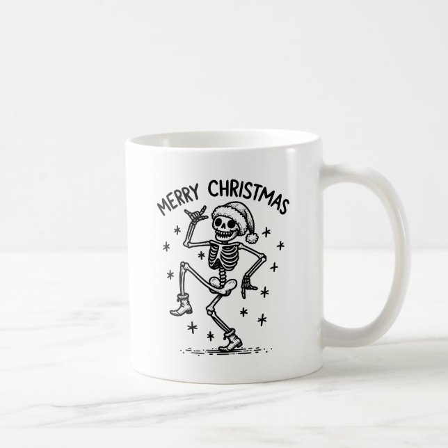 Caneca De Café Esqueleto de dança de Natal Feliz (Direita)