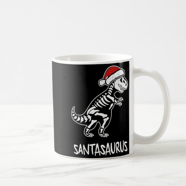Caneca De Café Esqueleto de Dinossauro Santasaurus Natal T Rex  (Direita)