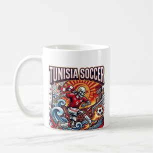 Caneca De Café Esqueleto de Futebol da Tunísia Nações Atacante Pr