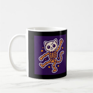 Caneca De Café Esqueleto de Gato Dança no Halloween