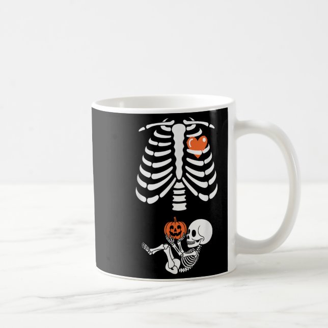 Caneca De Café Esqueleto de Halloween Bebê Caixa Torácica Materno (Direita)