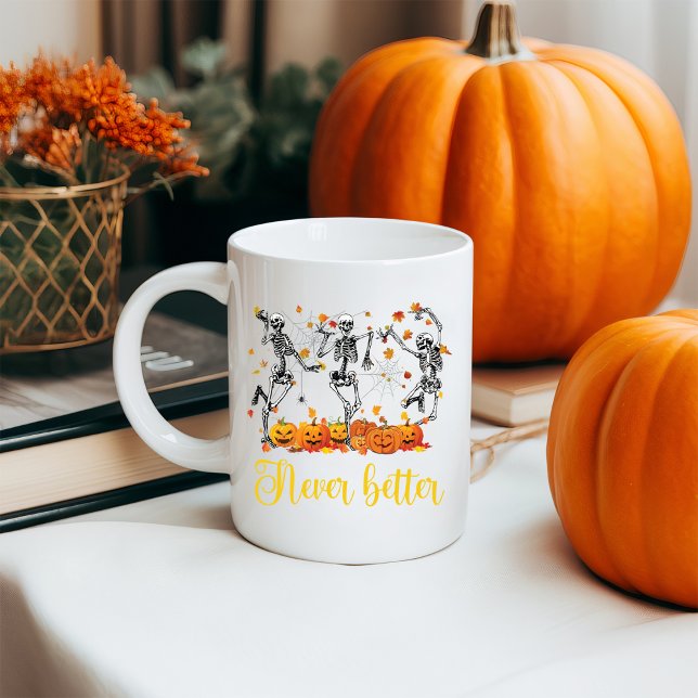 Caneca De Café Esqueleto de Halloween nunca melhor dançarino cair (Criador carregado)