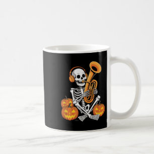 Caneca De Café Esqueleto de Halloween Tuba Tubista