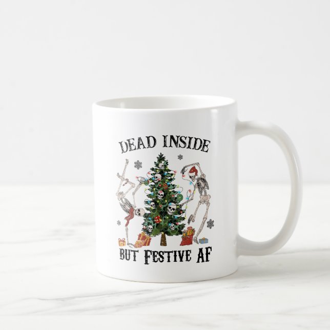Caneca De Café Esqueleto De Natal Engraçado - Dentro Morto Mas Fe (Direita)