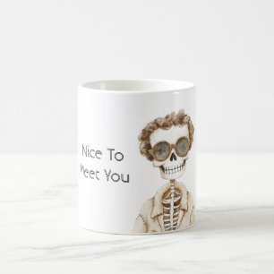 Caneca De Café Esqueleto de Óculos com Grande Sorriso Prazer em C