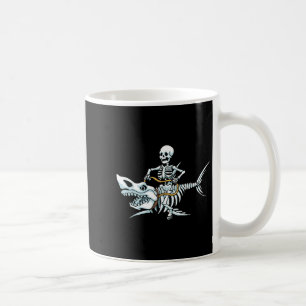 Caneca De Café Esqueleto de Tubarão de Halloween Engraçado de Hal