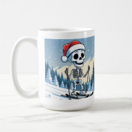 Caneca De Café Esqueleto Divertido de Natal de Esqui