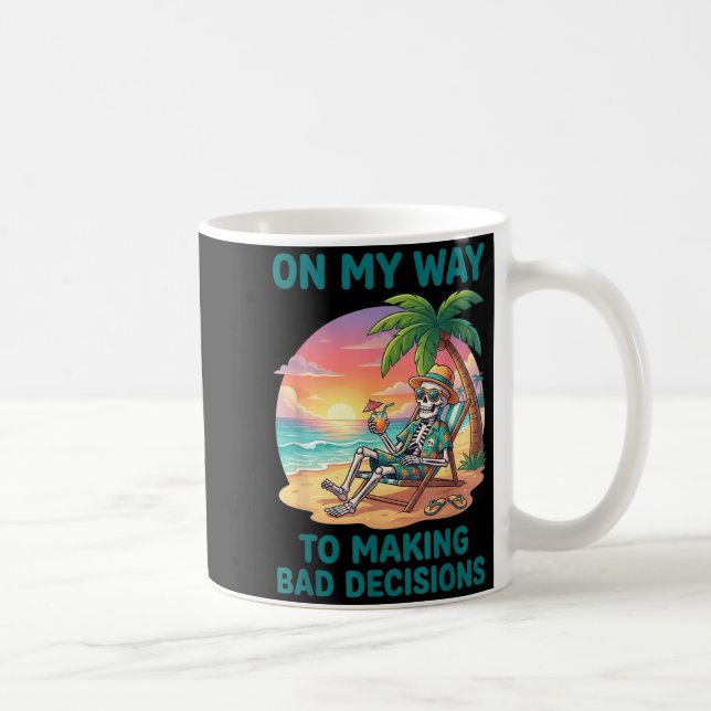 Caneca De Café Esqueleto Engraçado a Caminho de Tomar Más Decisõe (Direita)