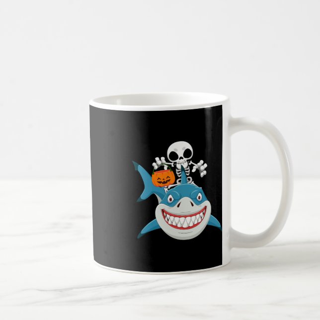 Caneca De Café Esqueleto Engraçado Montando Abóbora de Jack O'lan (Direita)