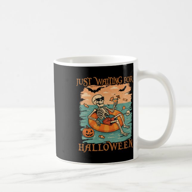 Caneca De Café Esqueleto Engraçado Que Flutua Em Flamingo Cut (Direita)