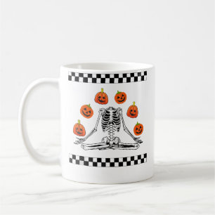 Caneca De Café Esqueleto Faz Malabarismo com Cabeça de Abóbora, E