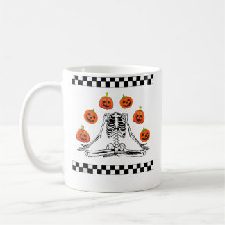 Caneca De Café Esqueleto Faz Malabarismo com Cabeça de Abóbora, E