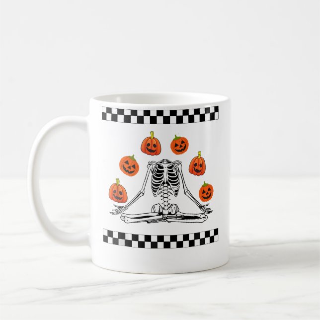 Caneca De Café Esqueleto Faz Malabarismo com Cabeça de Abóbora, E (Esquerda)