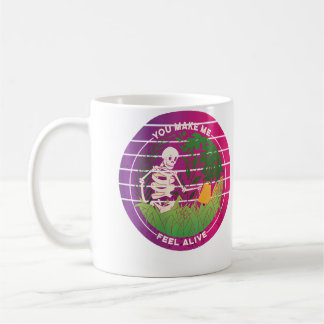 Caneca De Café Esqueleto Feminino Jardim Humor Esqueleto Regando