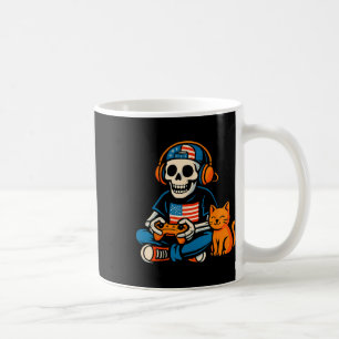 Caneca De Café Esqueleto Gamer Patriótico Divertido Desenho Anima