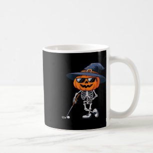 Caneca De Café Esqueleto Golfe Halloween Abóbora Golfe Golfista C