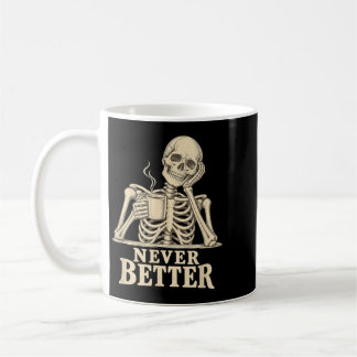 Caneca De Café Esqueleto Gótico de Café Divertido Halloween Cafeí