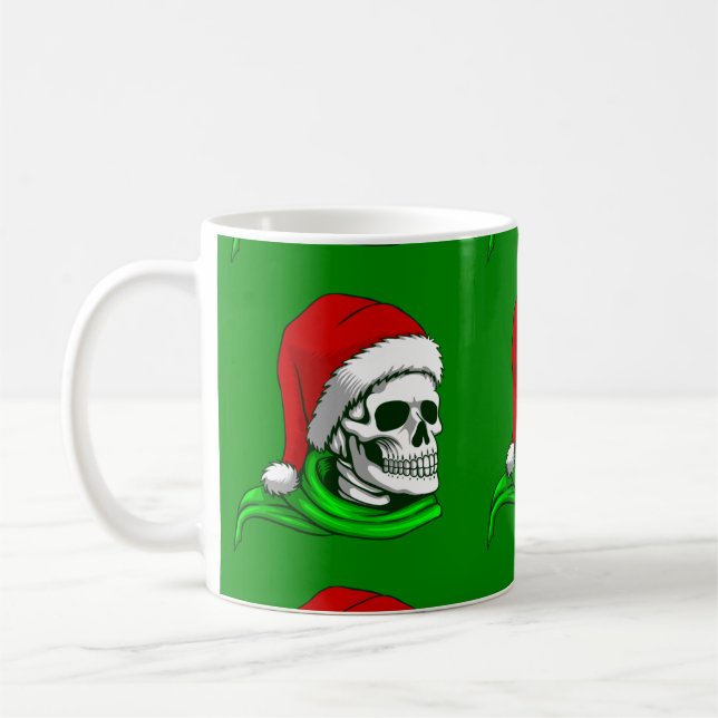 Caneca De Café esqueleto gótico de papais noeis de natal (Esquerda)
