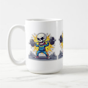 Caneca De Café “Esqueleto Levantador de Peso de Desenho Animado F