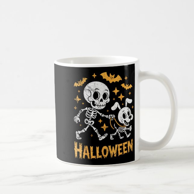 Caneca De Café Esqueleto Lidera Cachorro Crânio Engraçado Para Ha (Direita)