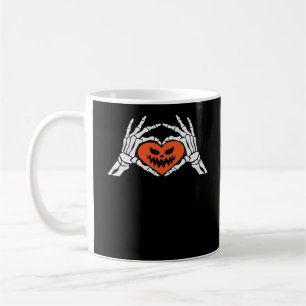 Caneca De Café Esqueleto Mão Um Clássico De Coração De Halloween
