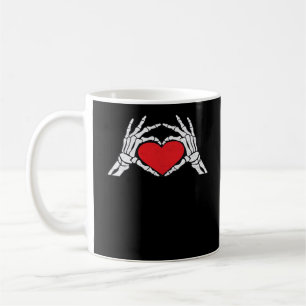 Caneca De Café Esqueleto Mão Um Clássico De Coração Vermelho