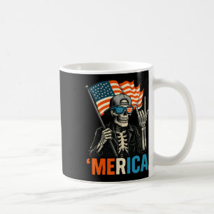 Caneca De Café Esqueleto Merica Rock Bandeira Americana Patriótic
