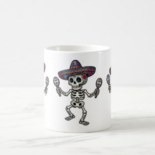 Caneca De Café Esqueleto Mexicano Colorido
