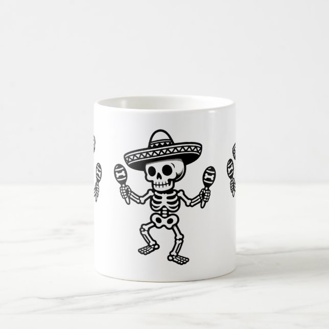 Caneca De Café Esqueleto Mexicano Dançando (Centro)
