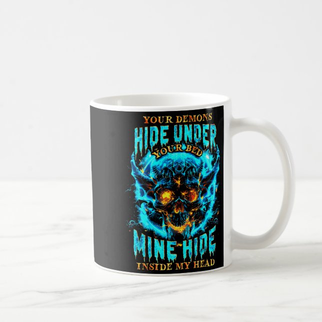 Caneca De Café Esqueleto Nunca Melhor Cabelo Desgrenhado Bebendo  (Direita)
