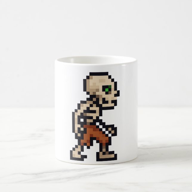 Caneca De Café Esqueleto Retro de 8 bits (Centro)