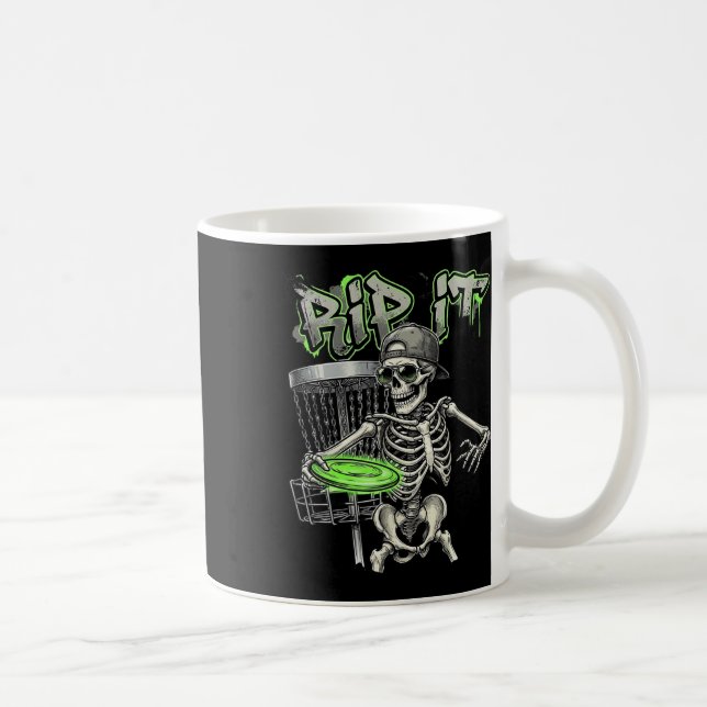 Caneca De Café Esqueleto Rip It Jogador de Disco de Golfe Grunge  (Direita)