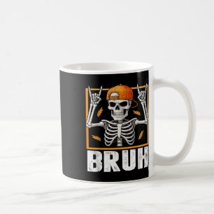 Caneca De Café Esqueleto Rock On Bruh Halloween Para Homens Menin