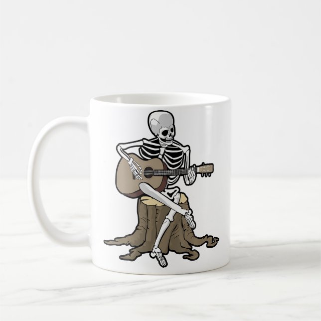 Caneca De Café Esqueleto Tocando Guitarra Halloween Acústico Meni (Esquerda)