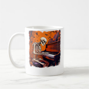 Caneca De Café Esqueleto Tocando Piano Guitarra Amante de Música