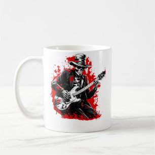 Caneca De Café Esqueleto Tocando Solo de Guitarra - Música de Roc
