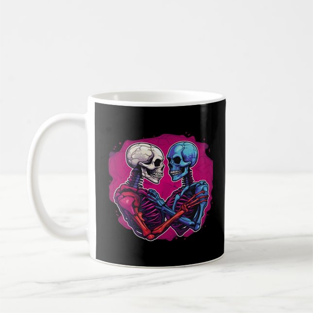 Caneca De Café Esqueleto Tradicional Americano Segurando Tatuagem (Esquerda)