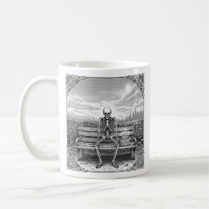 Caneca De Café Esqueleto Triste com Bolo de Aniversário Presente