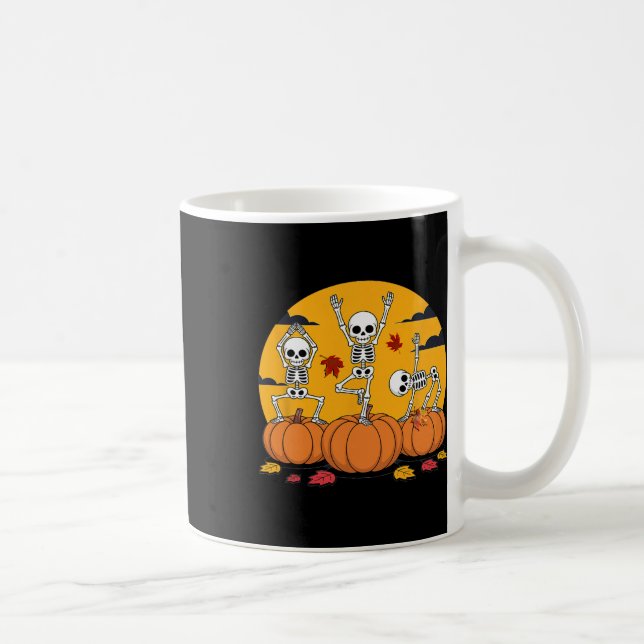 Caneca De Café Esqueletos Dançando Yoga no Halloween  (Direita)