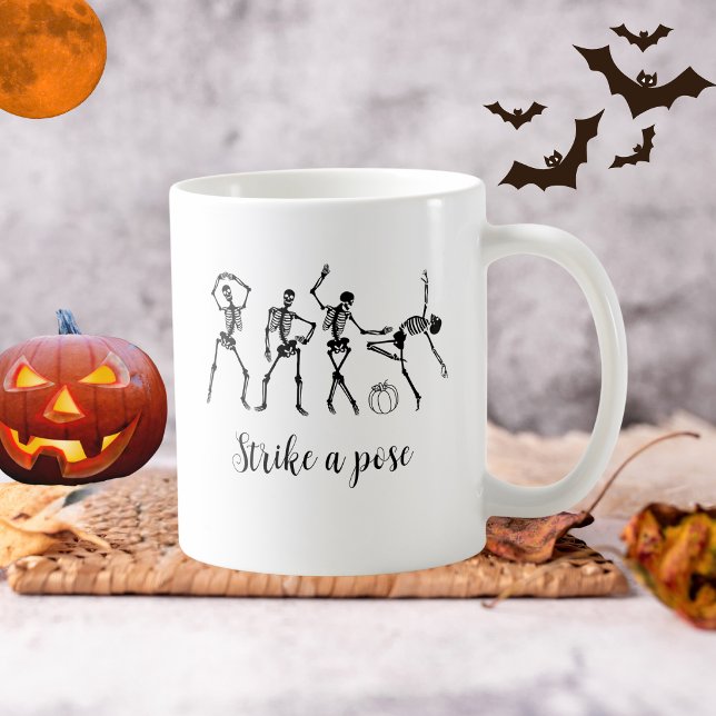 Caneca De Café Esqueletos Dançantes Divertidos de Halloween Fazen (Criador carregado)