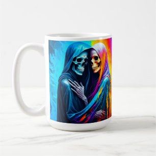 Caneca De Café Esqueletos Envoltos em um Arco-íris