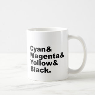 Caneca De Café Esquema de Cores Ciano Magenta Amarelo Preto CMYK