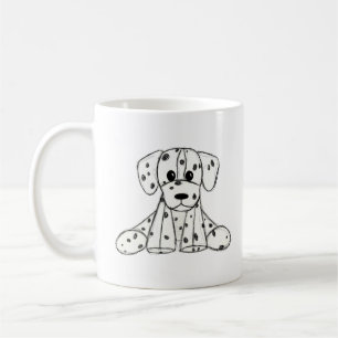 Caneca De Café Esquema de desenho de cão empalhado Dalmático pret