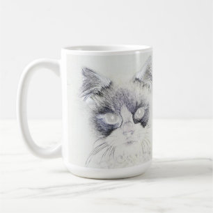 Caneca De Café Esquema de lápis de gato