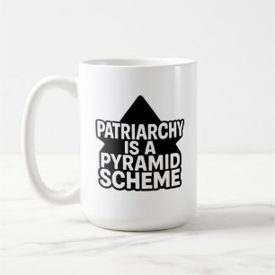 Caneca De Café Esquema de Pirâmide Anti-Patriarcado em Preto e Br