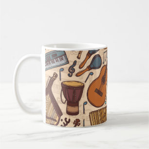 Caneca De Café Esquema Musical: Vintage Colorida Sem Olho.