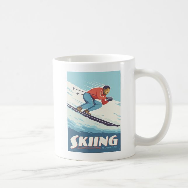 Caneca De Café Esqui Acredita Na Impressão (Direita)