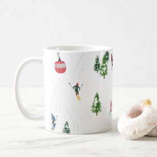 Caneca De Café Esqui alpino Esquiadores de férias de esqui no i