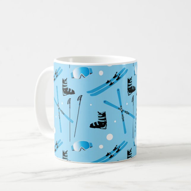 Caneca De Café Esqui Azul Resfriante (Frente Esquerda)