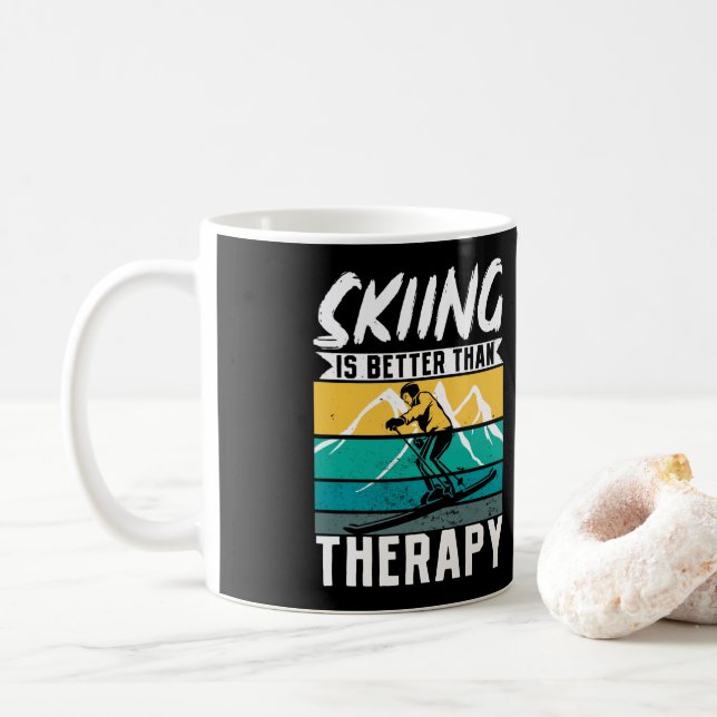 Caneca De Café Esqui É Melhor Que Terapia Esportes De Inverno (Com Donut)